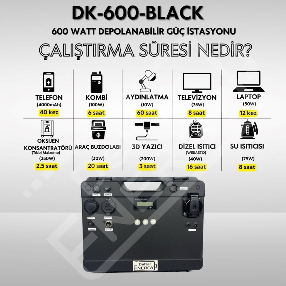 Taşınabilir Güç Kaynağı DK-600-BLACK