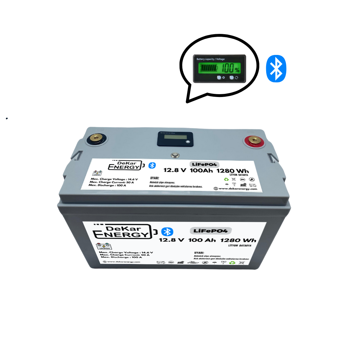 The Dekar Energy 12 Volt 100 Ah LiFePO4 Bluetooth Özellikli Akü