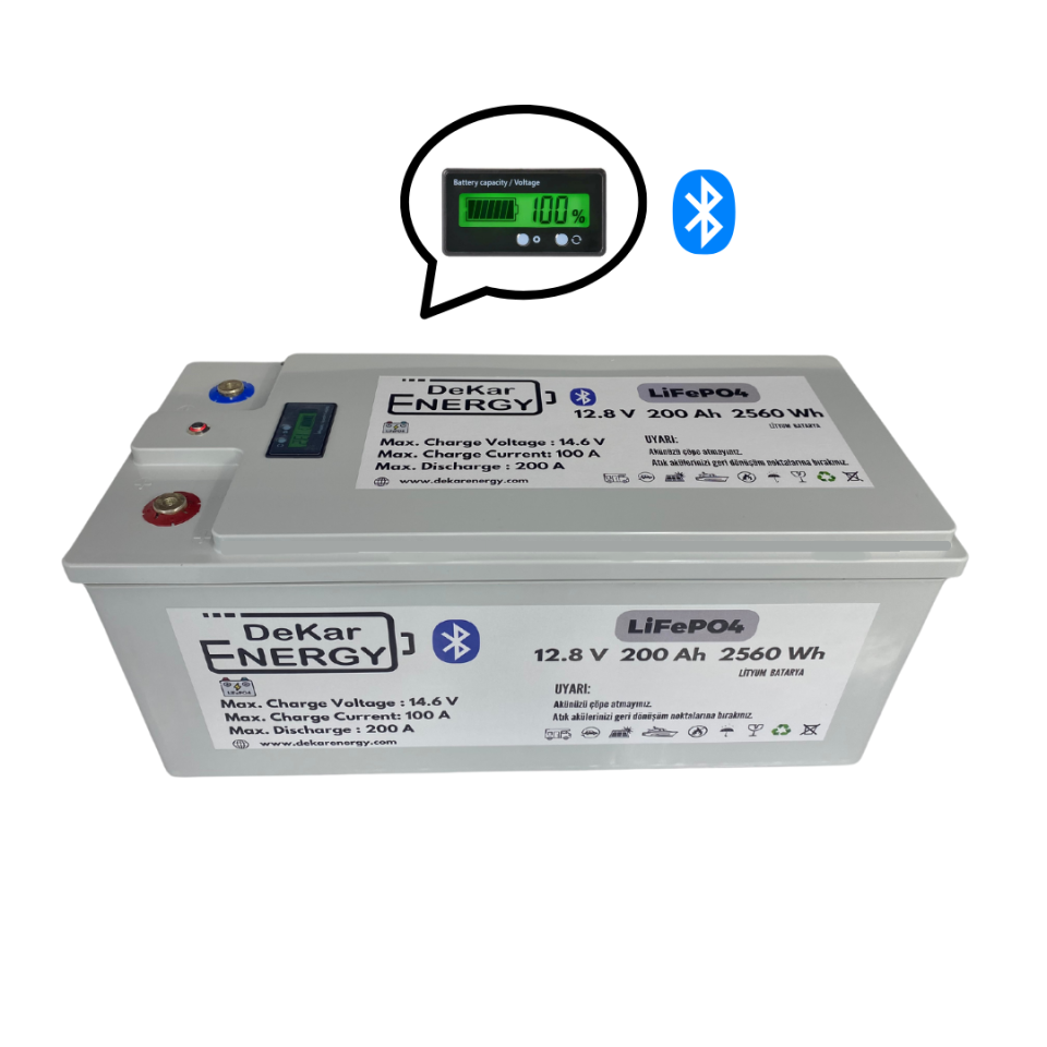 Dekar Energy 12.8V 200Ah LiFePO4 Bluetooth Özellikli Akü