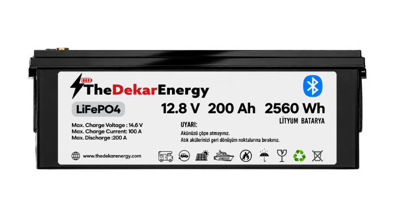12 Volt 200 Ah LiFePO4 Bluetooth Özellikli Akü