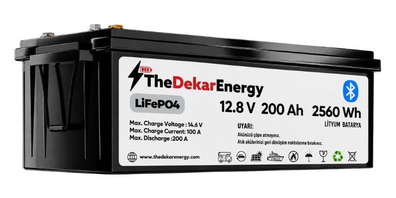 The Dekar Energy 12 Volt 200 Ah LiFePO4 Bluetooth Özellikli Akü