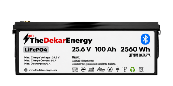 24 Volt 100 Ah LiFePO4 Bluetooth Özellikli Akü