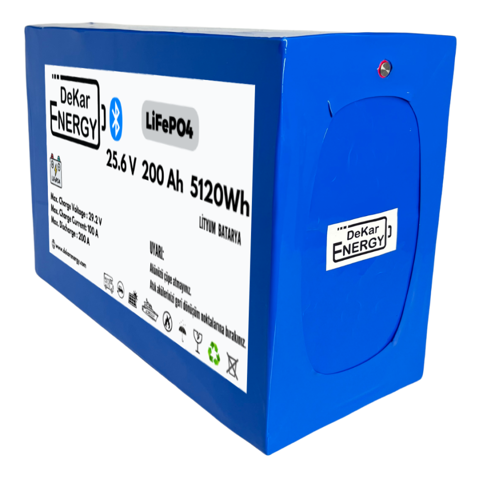 Dekar Energy 24V 200Ah LiFePO4 Lityum Bluetooth Özellikli Akü