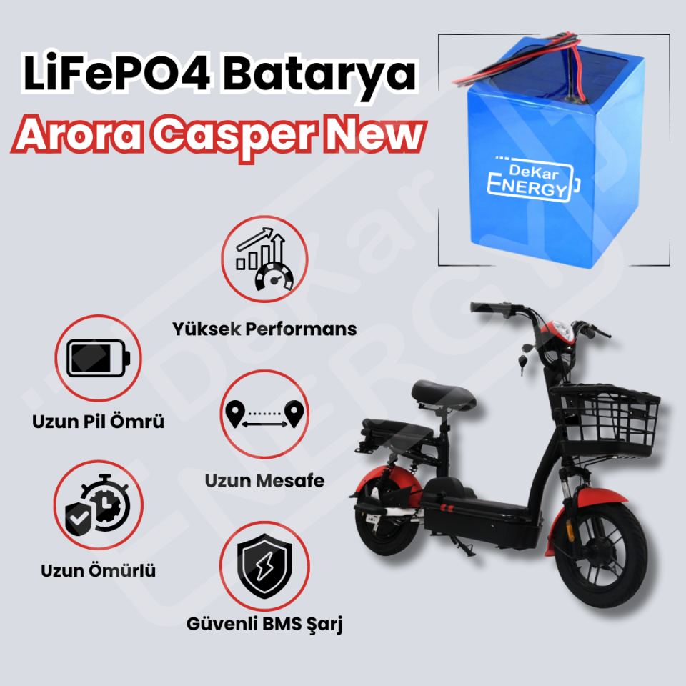 Arora Casper New Uyumlu 48 Volt 18 Ah LiFePO4 Batarya