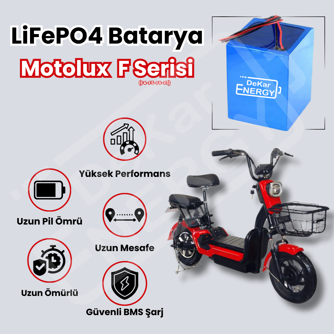 Motolux F4 Uyumlu 48 Volt 12 Ah LiFePO4 Batarya