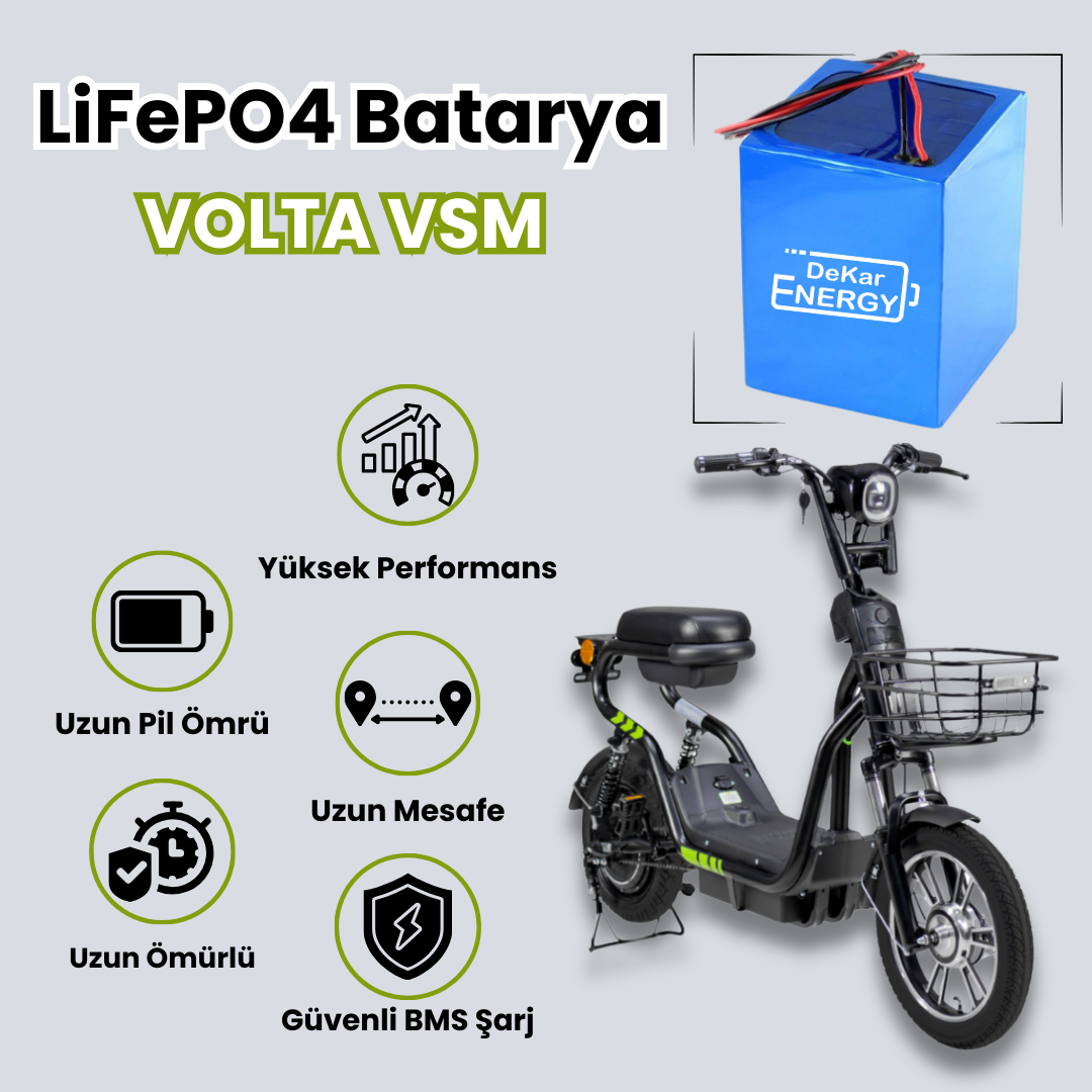 Volta VSM 48V 18Ah LiFePO4 Batarya