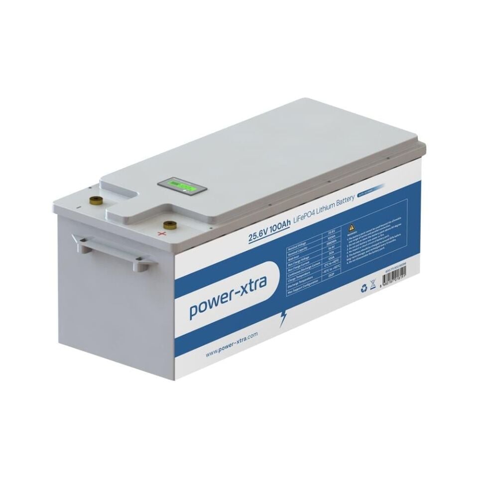 Power-Xtra 25.6V 100Ah LiFePO4 Lityum Akü - Ekranlı Power-Xtra 25.6V 100Ah LiFePO4 Lityum Akü - Ekranlı