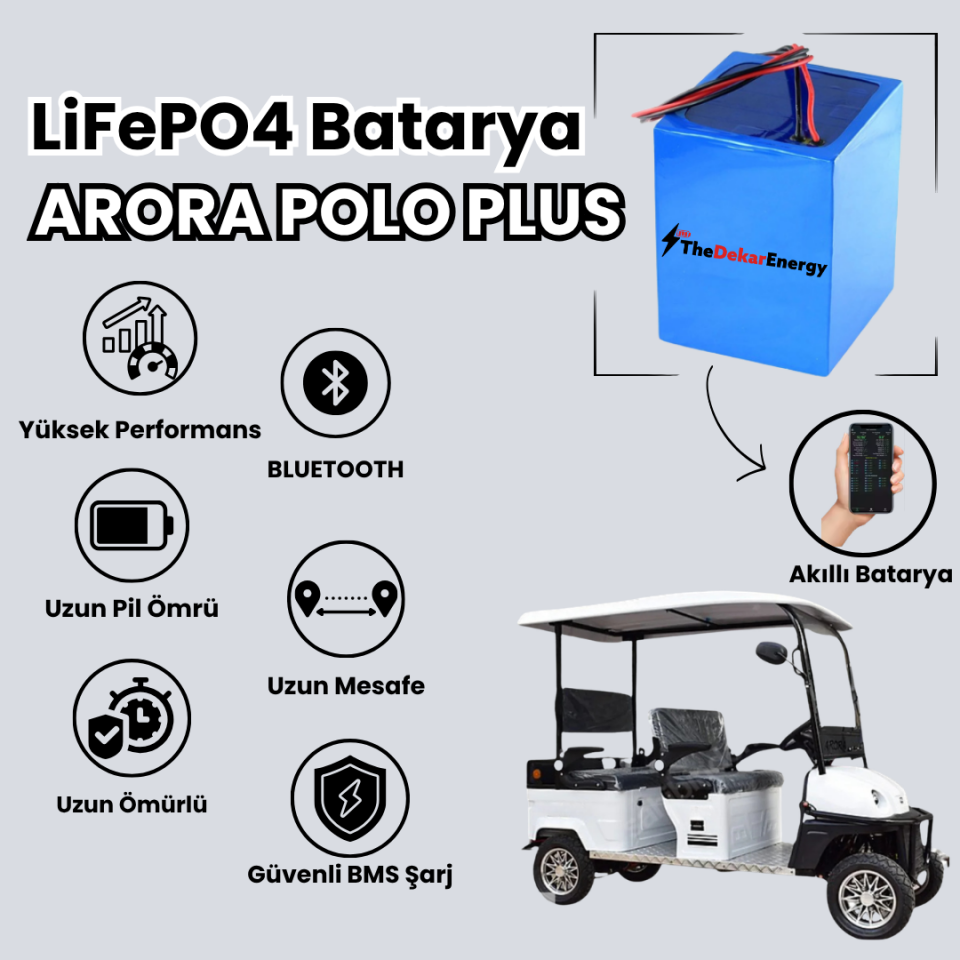 Arora Polo Plus LiFePO4 Batarya 72 Volt 100 Ah