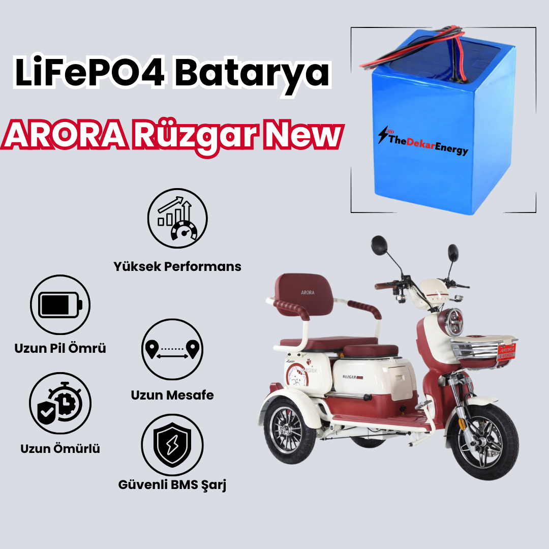 Arora Rüzgar New LiFePO4 Batarya 60V 24Ah