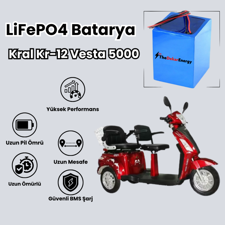 Kral Kr-12 Vesta 5000 LiFePO4 Batarya