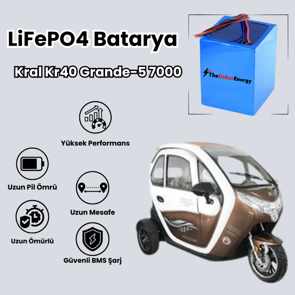 Kral Kr40 Grande-5 7000 LiFePO4 Batarya