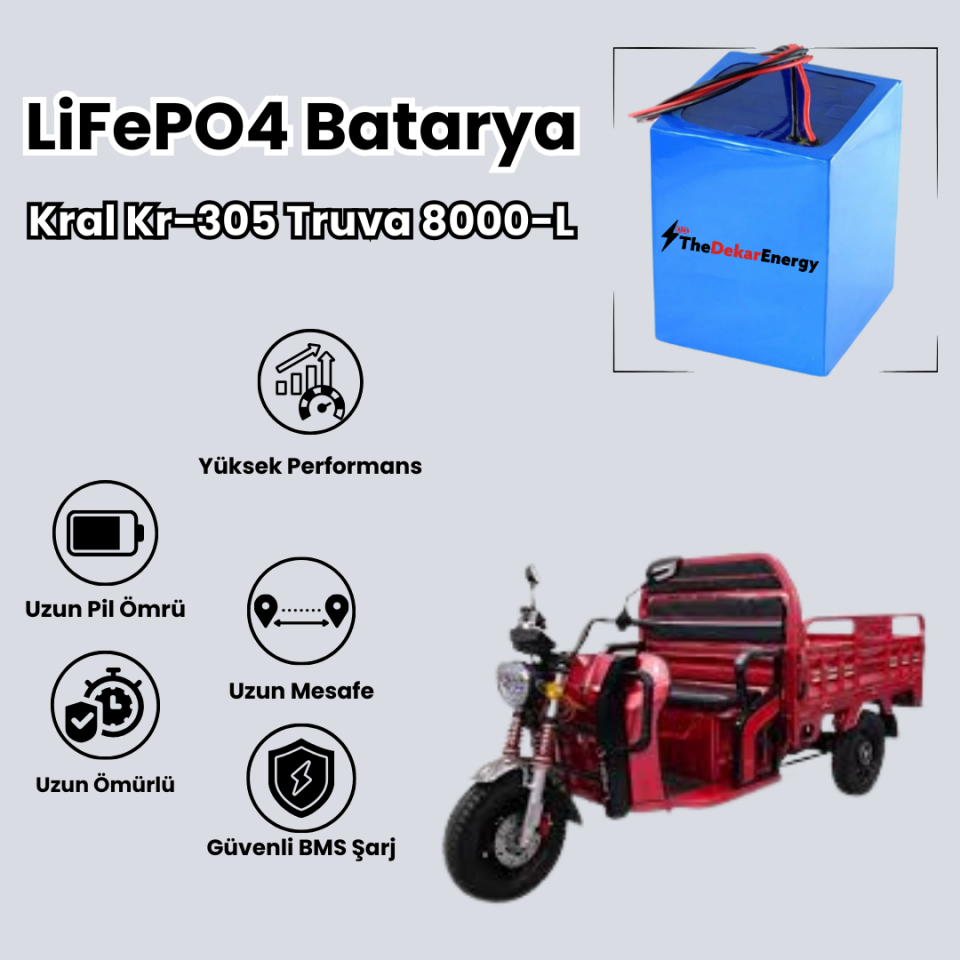 Kral Kr-305 Truva 8000-L LiFePO4 Batarya 72 Volt 100 Ah