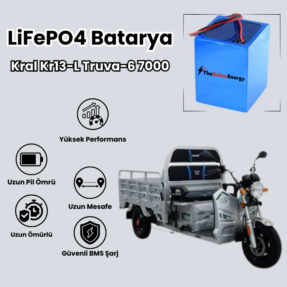 Kral Kr 13-L Truva-6 7000  LiFePO4 Batarya