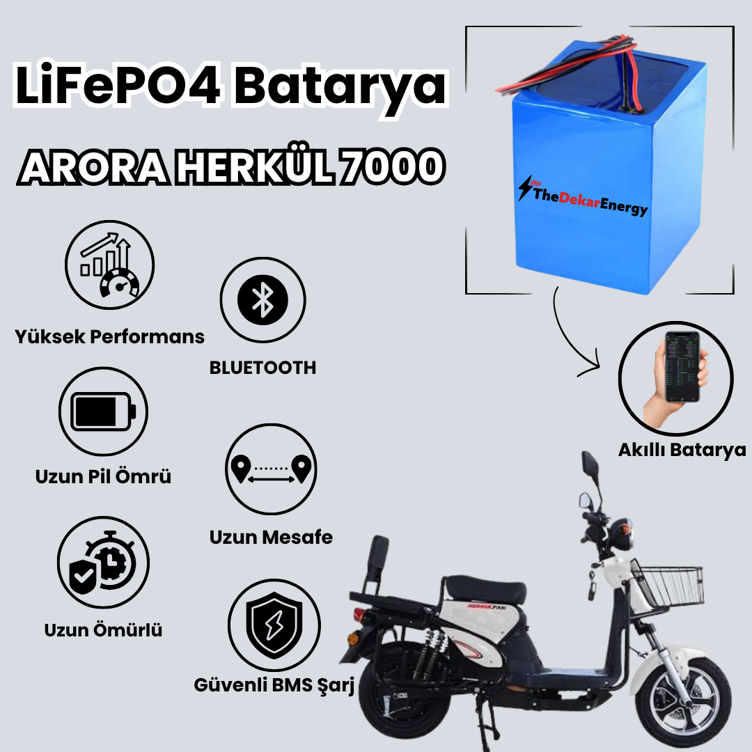 Arora Herkül 7000 Bluetooth Özellikli LiFePO4 Batarya